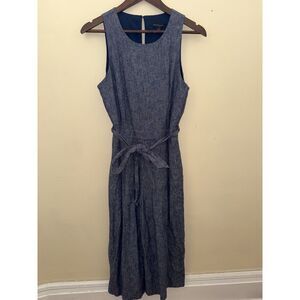 Banana Republic Factory Petite Blue Linen-Blend Wide Leg Jumpsuit Size 8P